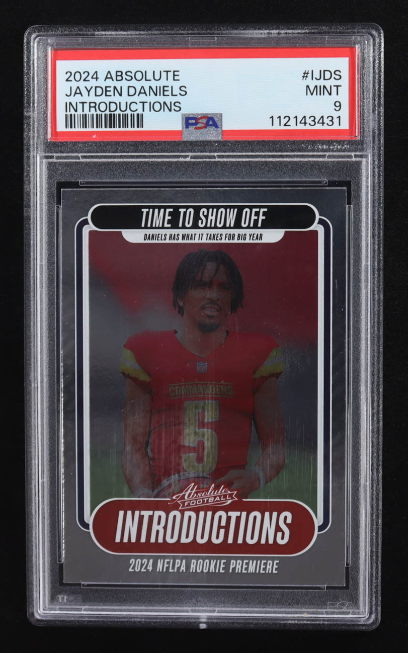 Jayden Daniels 2024 Absolute Introductions #18 RC (PSA 9) at PristineAuction.com Jayden Daniels 2024 Absolute Introductions #18 RC (PSA 9) at PristineAuction.com