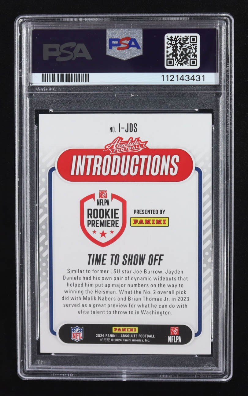 Jayden Daniels 2024 Absolute Introductions #18 RC (PSA 9) at PristineAuction.com Jayden Daniels 2024 Absolute Introductions #18 RC (PSA 9) at PristineAuction.com