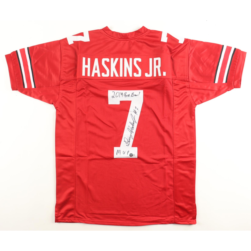 Dwayne Haskins Jr. Signed Jersey Inscribed "2019 Rose Bowl" & "MVP" (Beckett) at PristineAuction.com Dwayne Haskins Jr. Signed Jersey Inscribed "2019 Rose Bowl" & "MVP" (Beckett) at PristineAuction.com