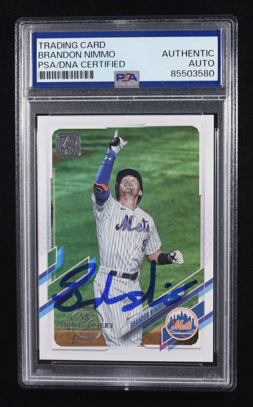 Brandon Nimmo Signed 2021 Topps Trading Card #106 (PSA | Autograph Graded PSA Authentic) at PristineAuction.com Brandon Nimmo Signed 2021 Topps Trading Card #106 (PSA | Autograph Graded PSA Authentic) at PristineAuction.com