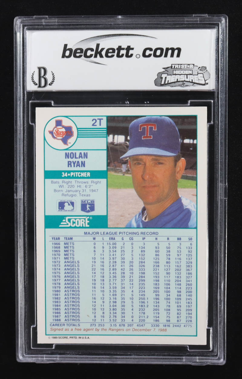 Nolan Ryan 1989 Score Rookie/Traded #2T (BCCG 10) at PristineAuction.com Nolan Ryan 1989 Score Rookie/Traded #2T (BCCG 10) at PristineAuction.com
