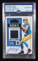 Justin Herbert Signed 2020 Panini Contenders Rookie Ticket Trading Card #RTS-JHE RC (PSA | Autograph Graded 10) at PristineAuction.com