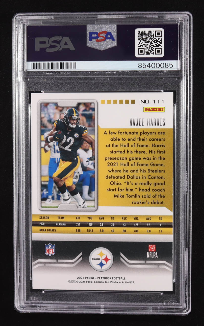Najee Harris Signed 2020 Panini Playbook Trading Card #111 RC (PSA | Autograph Graded PSA Authentic) at PristineAuction.com Najee Harris Signed 2020 Panini Playbook Trading Card #111 RC (PSA | Autograph Graded PSA Authentic) at PristineAuction.com