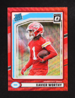 Xavier Worthy 2024 Donruss Optic Rated Rookies Preview Red Wave #398 RC at PristineAuction.com