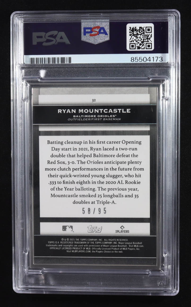 Ryan Mountcastle Signed 2021 Topps Transcendent Collection Trading Card #32 RC #58/95 (PSA | Autograph Graded PSA Authentic) at PristineAuction.com Ryan Mountcastle Signed 2021 Topps Transcendent Collection Trading Card #32 RC #58/95 (PSA | Autograph Graded PSA Authentic) at PristineAuction.com