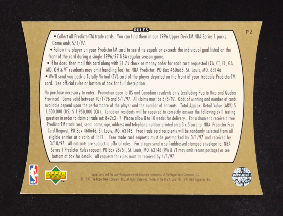 Michael Jordan 1996-97 Upper Deck Predictor Scoring 2 #P2 at PristineAuction.com Michael Jordan 1996-97 Upper Deck Predictor Scoring 2 #P2 at PristineAuction.com