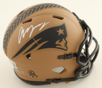 Christian Gonzalez Signed Patriots Salute To Service Speed Mini Helmet (Beckett) at PristineAuction.com