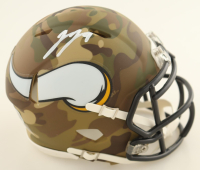 J. J. McCarthy Signed Vikings Camo Alternate Speed Mini Helmet (Beckett) at PristineAuction.com