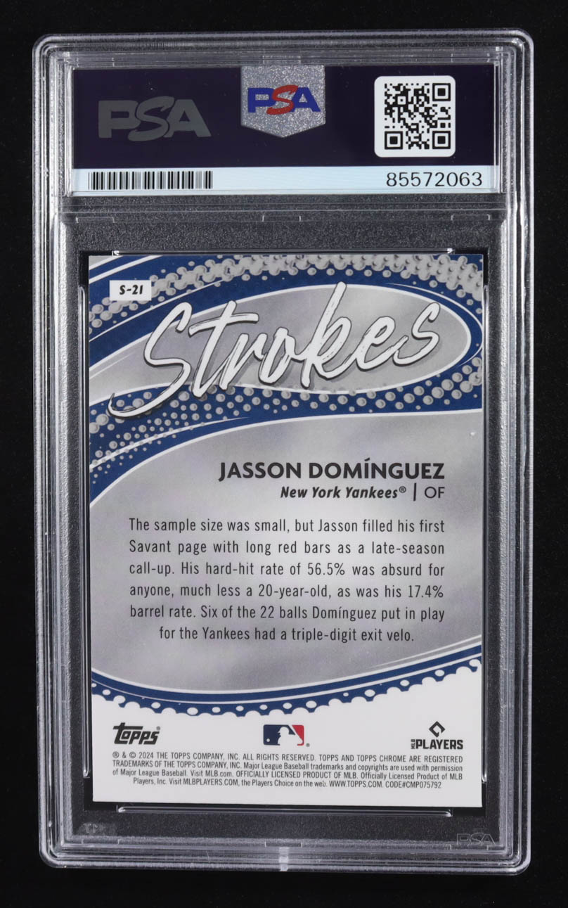Jasson Dominguez Signed 2020 Topps Chrome Trading Card #S-21 RC (PSA | Autograph Graded PSA Authentic) at PristineAuction.com Jasson Dominguez Signed 2020 Topps Chrome Trading Card #S-21 RC (PSA | Autograph Graded PSA Authentic) at PristineAuction.com