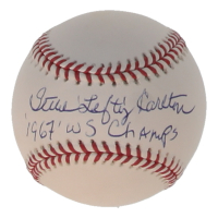Steve "Lefty" Carlton Signed OML Baseball Inscribed "1967 WS Champs" (JSA) at PristineAuction.com