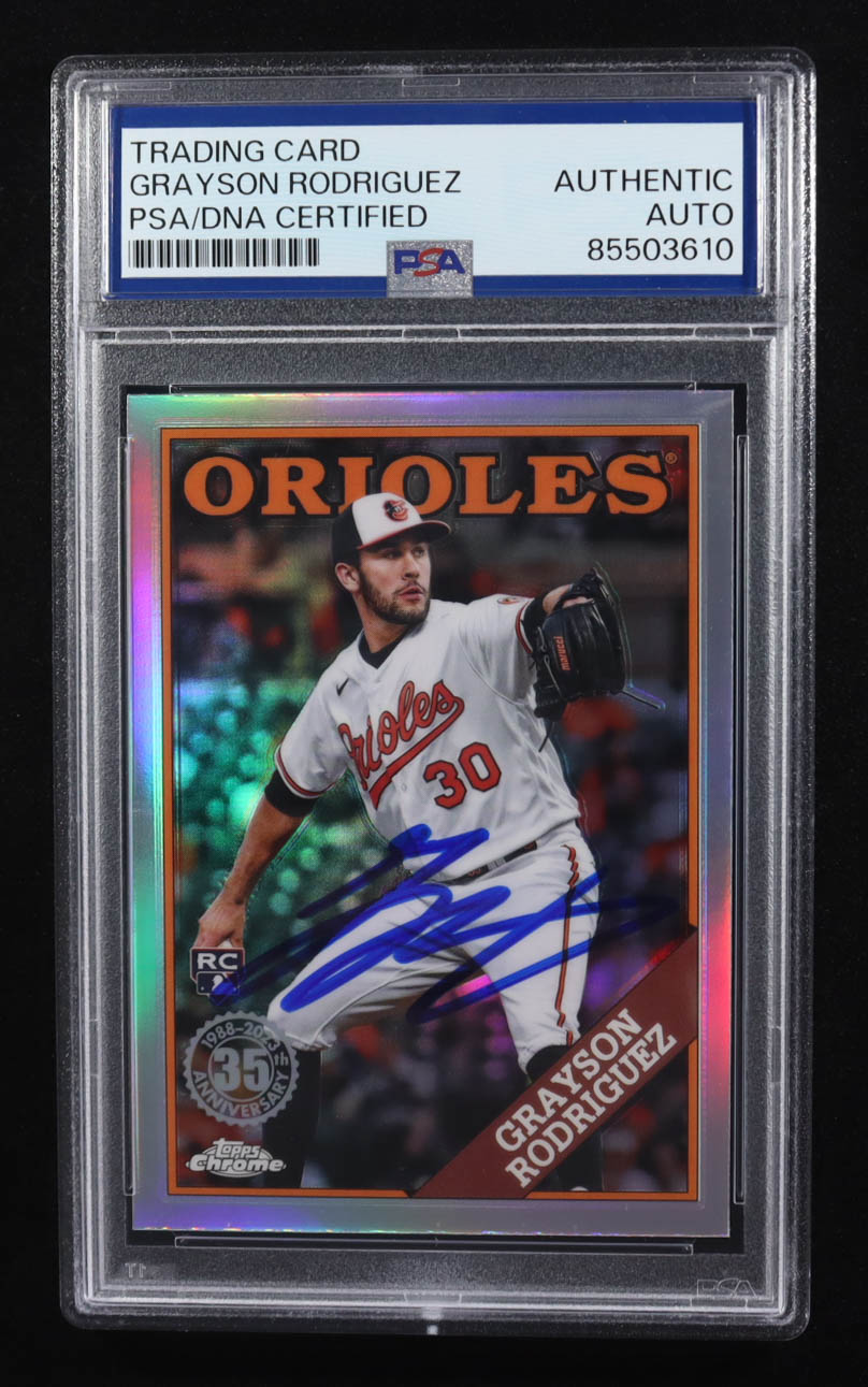 Grayson Rodriguez Signed 2023 Topps Chrome Trading Card #88CU-10 RC (PSA | Autograph Graded PSA Authentic) at PristineAuction.com Grayson Rodriguez Signed 2023 Topps Chrome Trading Card #88CU-10 RC (PSA | Autograph Graded PSA Authentic) at PristineAuction.com