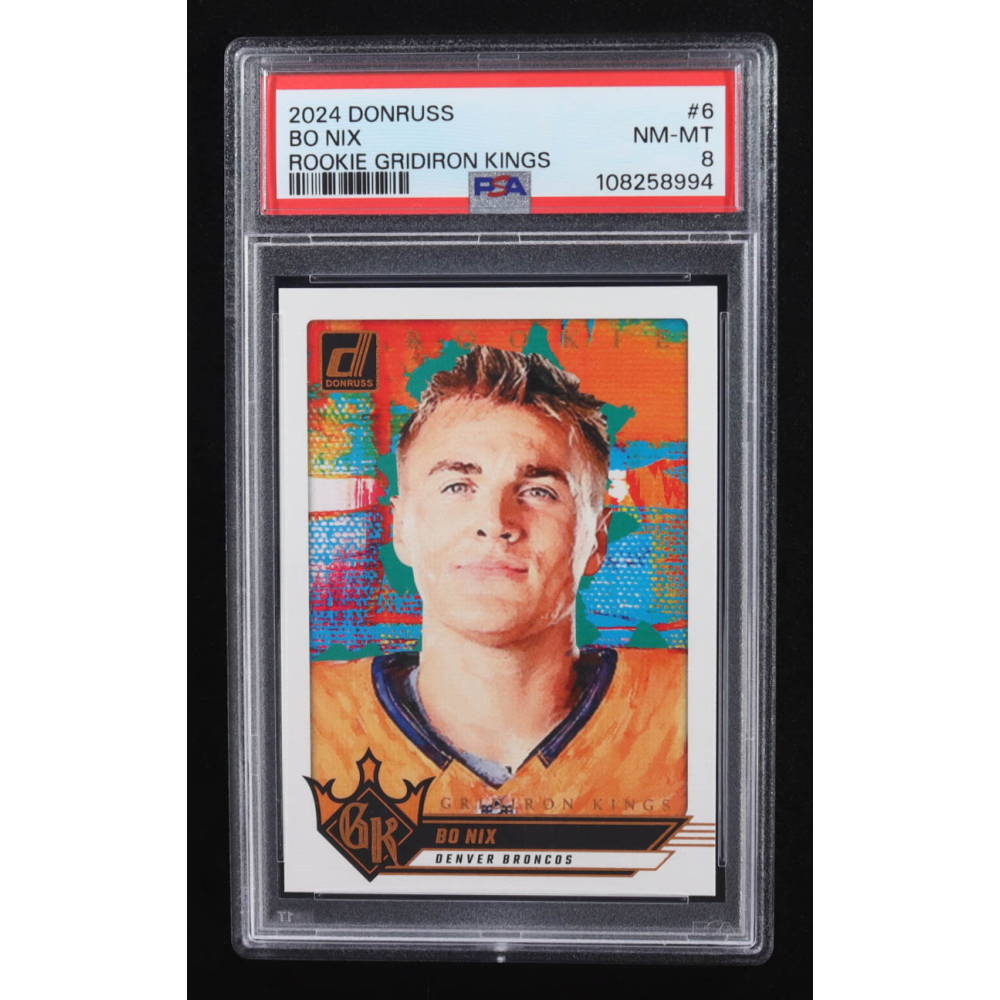 Bo Nix 2024 Donruss Rookie Gridiron Kings #6 RC (PSA 8) at PristineAuction.com