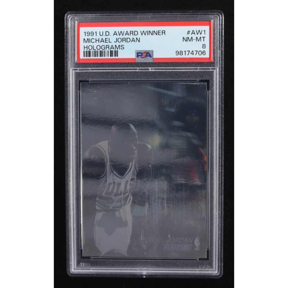 Michael Jordan 1991-92 Upper Deck Award Winner Holograms #AW1 / Scoring Leader (PSA 8) at PristineAuction.com