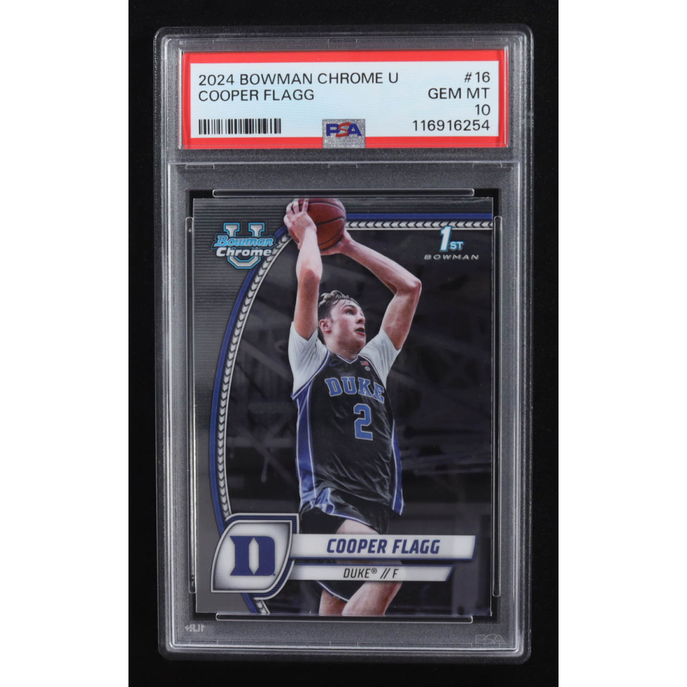 Cooper Flagg 2024-25 Bowman Chrome University #16 RC (PSA 10) at PristineAuction.com