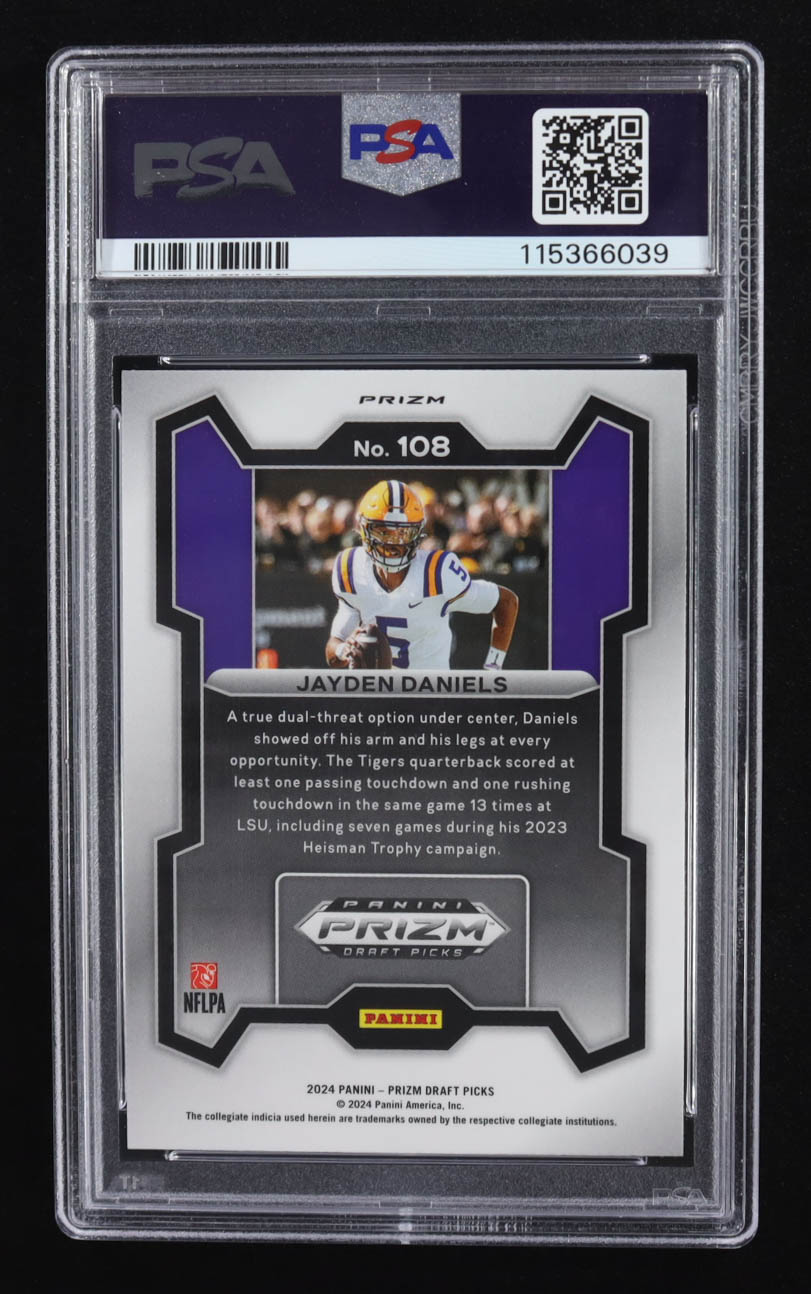 Jayden Daniels 2024 Panini Prizm Draft Picks Prizms Red Ice #108 RC (PSA 10) at PristineAuction.com Jayden Daniels 2024 Panini Prizm Draft Picks Prizms Red Ice #108 RC (PSA 10) at PristineAuction.com