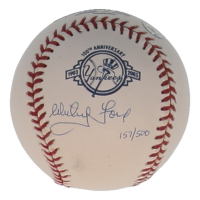 Whitey Ford Signed LE OML Yankees 100th Anniversary Logo Baseball (Steiner & MLB) at PristineAuction.com