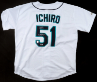 Ichiro Suzuki Signed Mariners Majestic Authentic Jersey Inscribed "01 ROY / MVP" (Beckett & Suzuki) at PristineAuction.com