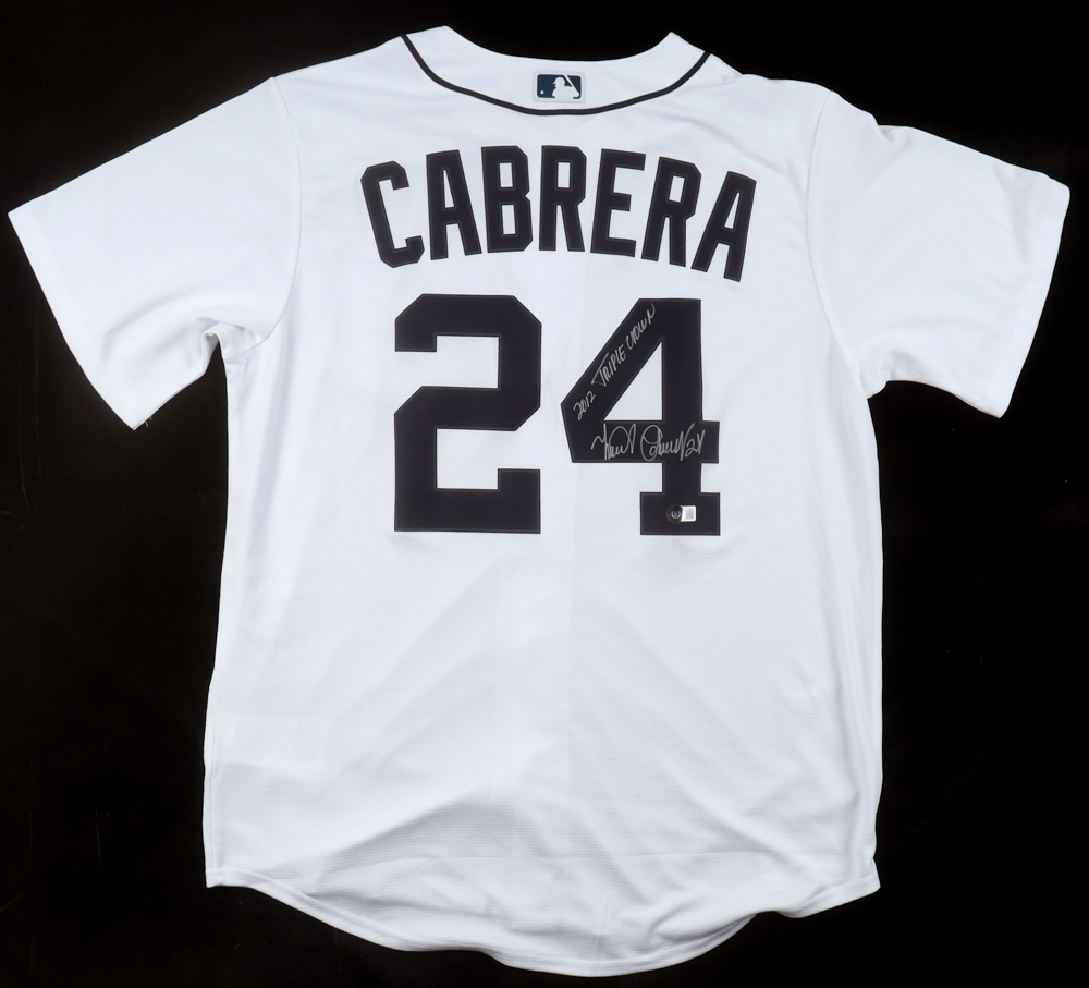Miguel Cabrera Signed Tigers Nike Authentic Jersey Inscribed "2012 Triple Crown" (Beckett) at PristineAuction.com Miguel Cabrera Signed Tigers Nike Authentic Jersey Inscribed "2012 Triple Crown" (Beckett) at PristineAuction.com
