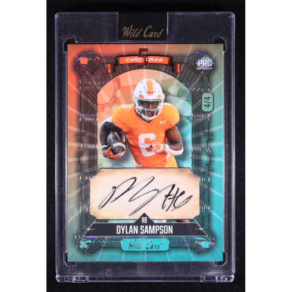 Dylan Sampson 2024 Wild Card 5 Card Draw Autographs Orange and Teal Holo Silver #5CDCADS RC #4/4 at PristineAuction.com