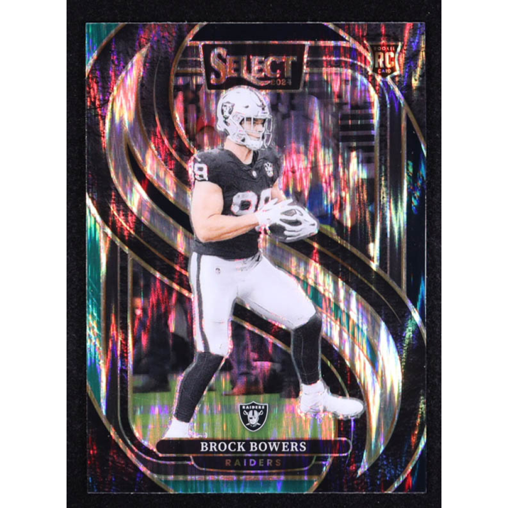 Brock Bowers 2024 Select Prizm Black and Green Shock #118 RC at PristineAuction.com