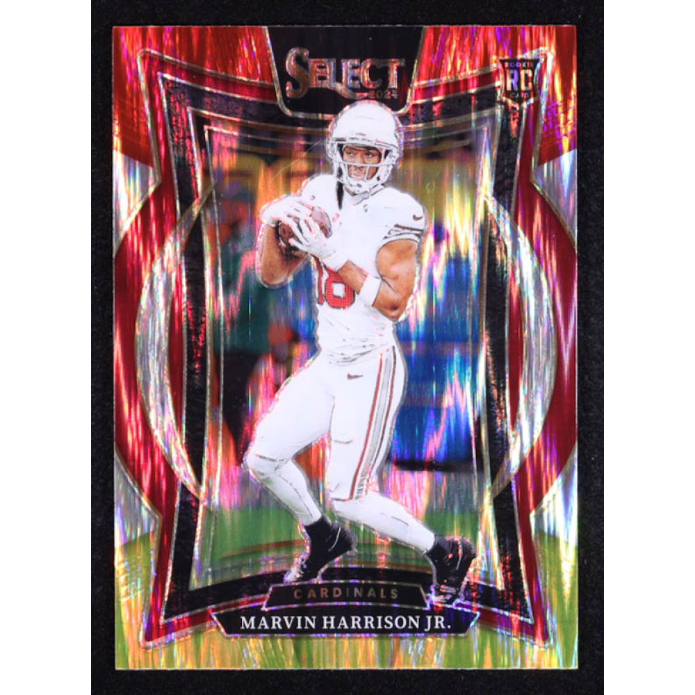 Marvin Harrison Jr. 2024 Select Prizm Red and Yellow Shock #28 RC at PristineAuction.com