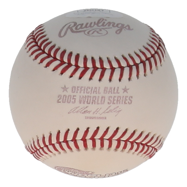 Juan Uribe Signed 2005 World Series Logo Baseball Inscribed "05 WSC" (JSA) at PristineAuction.com Juan Uribe Signed 2005 World Series Logo Baseball Inscribed "05 WSC" (JSA) at PristineAuction.com