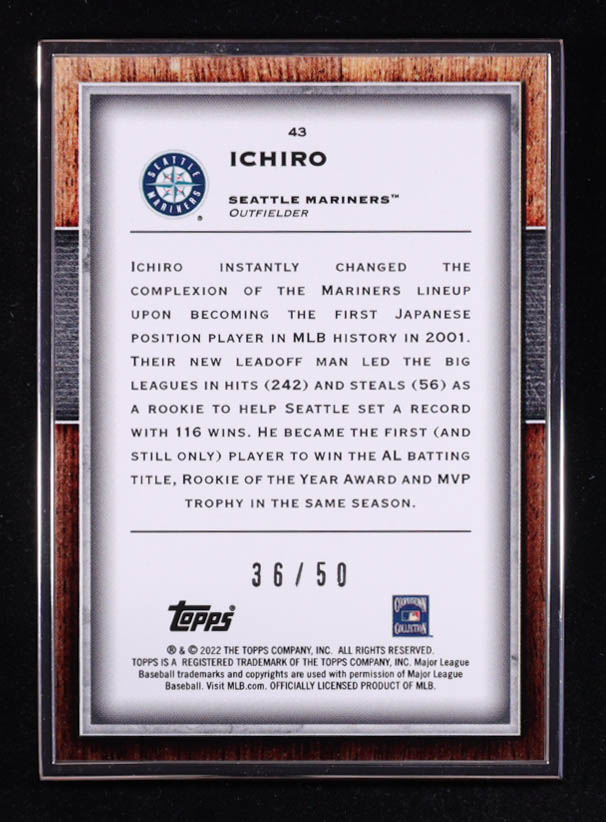 Ichiro 2022 Topps Transcendent #43 #36/50 at PristineAuction.com Ichiro 2022 Topps Transcendent #43 #36/50 at PristineAuction.com