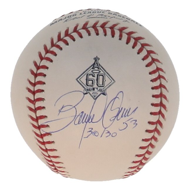 Bobby Abreu Signed OML 60th Anniversary Angels Logo Baseball Inscribed "30/30" (JSA) at PristineAuction.com Bobby Abreu Signed OML 60th Anniversary Angels Logo Baseball Inscribed "30/30" (JSA) at PristineAuction.com