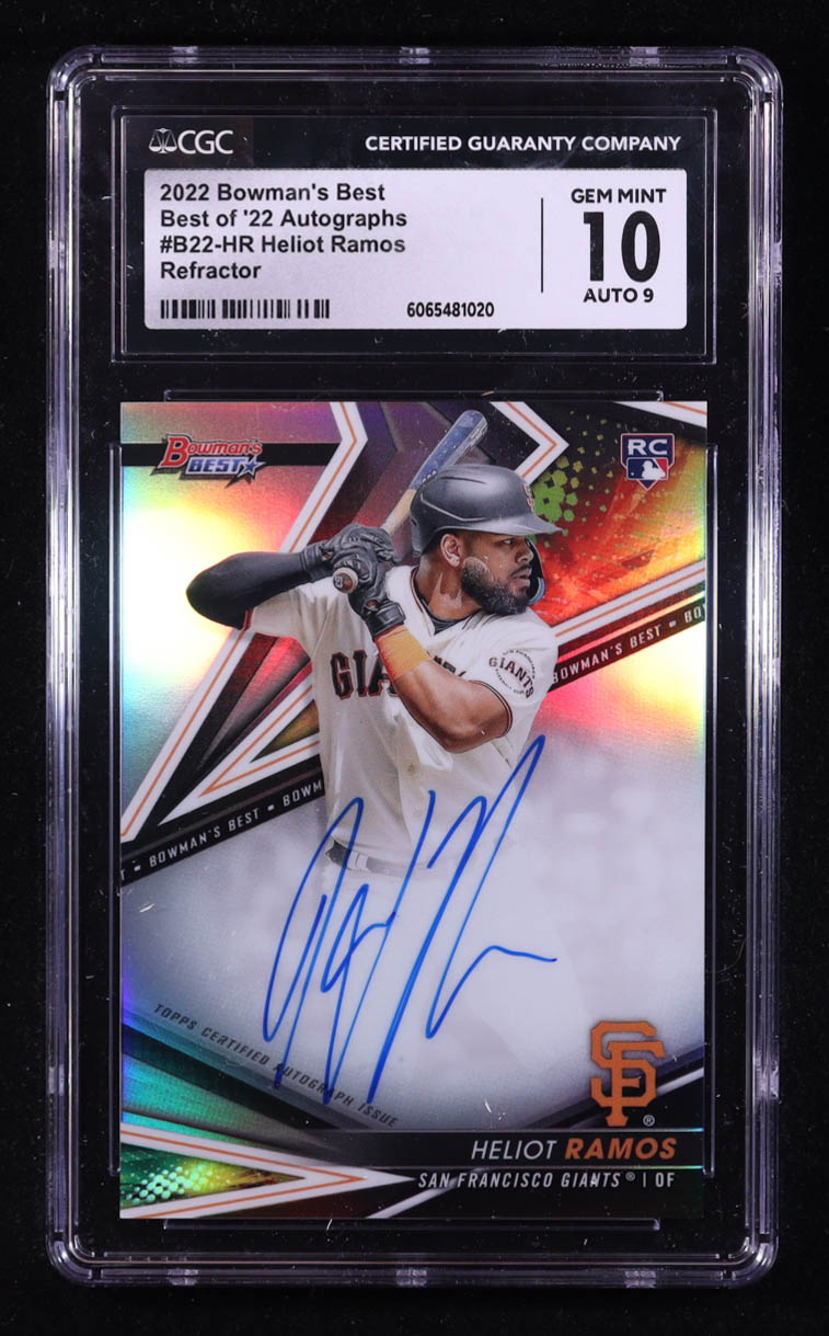 Heliot Ramos 2022 Bowman's Best of '22 Autographs Refractor #B22-HR RC (CGC 10 | Autograph Graded 9) at PristineAuction.com Heliot Ramos 2022 Bowman's Best of '22 Autographs Refractor #B22-HR RC (CGC 10 | Autograph Graded 9) at PristineAuction.com