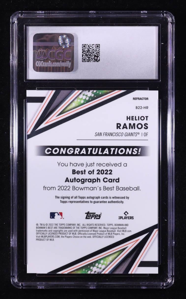 Heliot Ramos 2022 Bowman's Best of '22 Autographs Refractor #B22-HR RC (CGC 10 | Autograph Graded 9) at PristineAuction.com Heliot Ramos 2022 Bowman's Best of '22 Autographs Refractor #B22-HR RC (CGC 10 | Autograph Graded 9) at PristineAuction.com