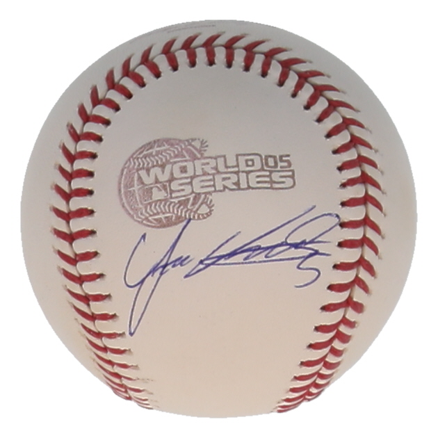 Juan Uribe Signed 2005 World Series Logo Baseball (JSA) at PristineAuction.com Juan Uribe Signed 2005 World Series Logo Baseball (JSA) at PristineAuction.com