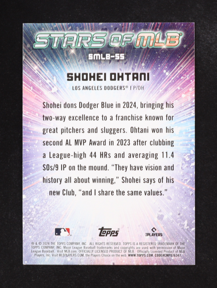 Shohei Ohtani 2024 Topps Stars of MLB #SMLB55 at PristineAuction.com Shohei Ohtani 2024 Topps Stars of MLB #SMLB55 at PristineAuction.com