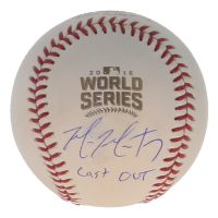 Mike Montgomery Signed 2016 World Series Logo Baseball Inscribed "Cash Out" (Beckett) at PristineAuction.com