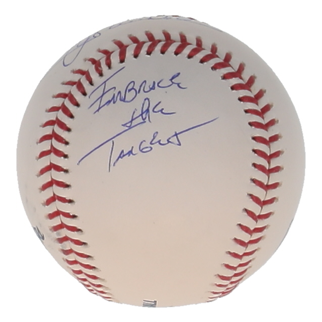Joe Maddon Signed OML Baseball Inscribed "Embrace the Target" & "2016 WS Champs (JSA) at PristineAuction.com Joe Maddon Signed OML Baseball Inscribed "Embrace the Target" & "2016 WS Champs (JSA) at PristineAuction.com