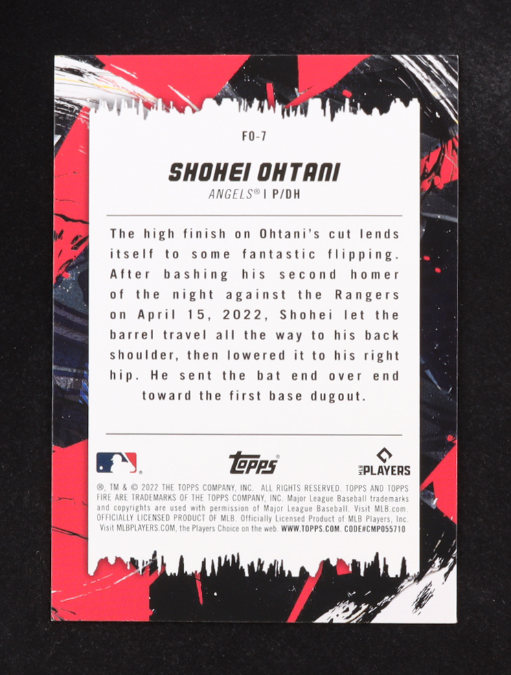 Shohei Ohtani 2022 Topps Fire Flippin' Out #FO7 at PristineAuction.com Shohei Ohtani 2022 Topps Fire Flippin' Out #FO7 at PristineAuction.com
