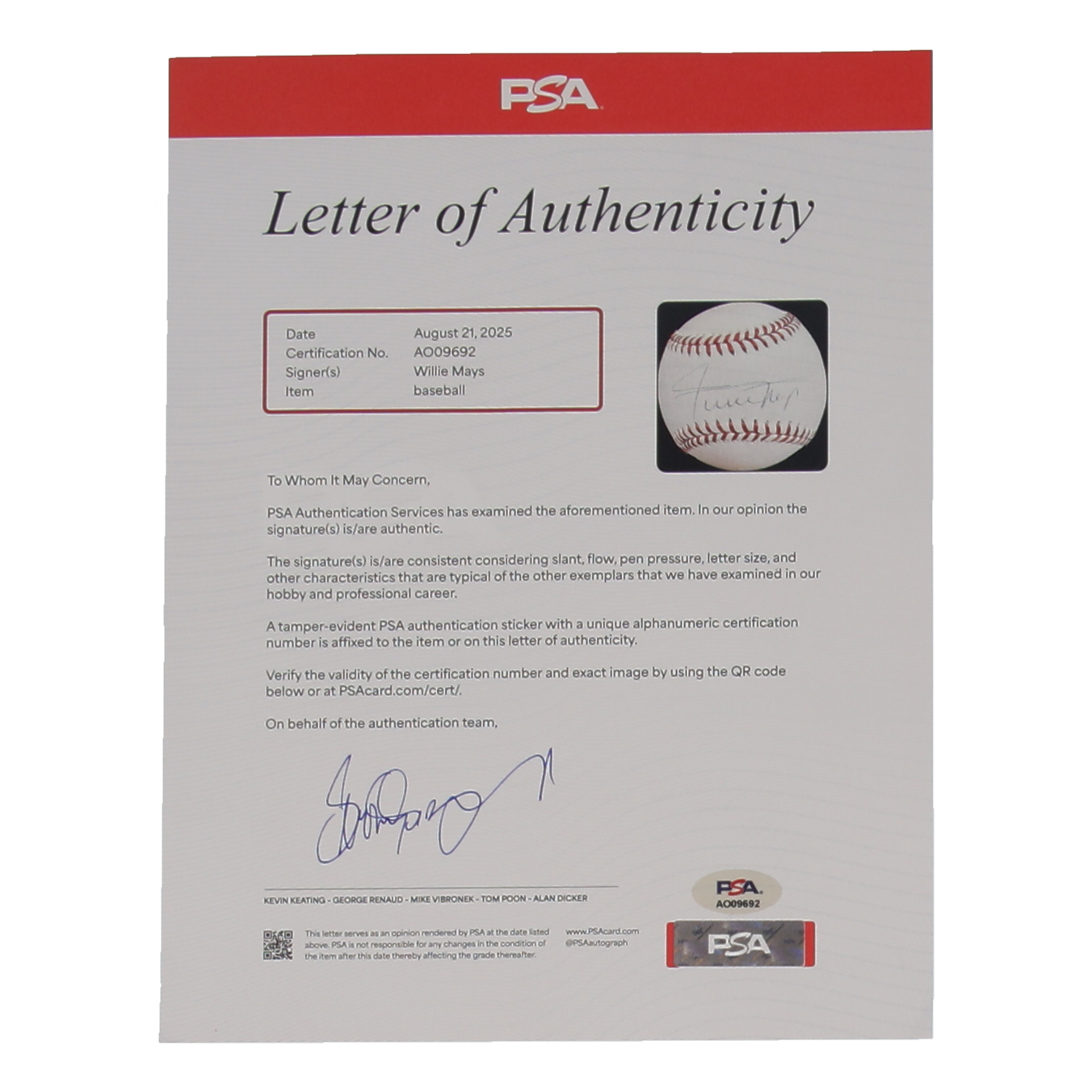 Willie Mays Signed ONL Baseball (PSA) at PristineAuction.com Willie Mays Signed ONL Baseball (PSA) at PristineAuction.com