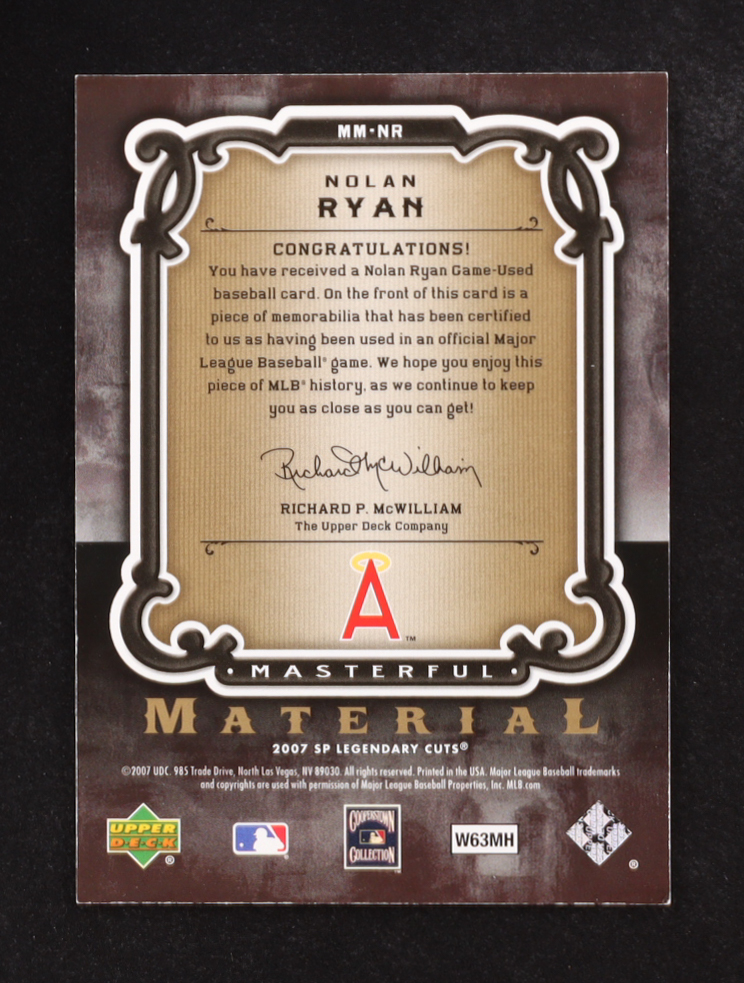 Nolan Ryan 2007 SP Legendary Cuts Masterful Materials #NR at PristineAuction.com Nolan Ryan 2007 SP Legendary Cuts Masterful Materials #NR at PristineAuction.com