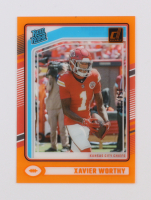 Xavier Worthy 2024 Clearly Donruss Orange #58 RR RC #054/199 at PristineAuction.com