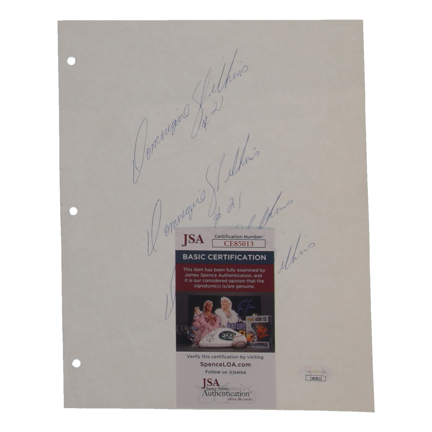 Dominique Wilkins (4x) Signed 8.5x11 Sheet (JSA) at PristineAuction.com Dominique Wilkins (4x) Signed 8.5x11 Sheet (JSA) at PristineAuction.com