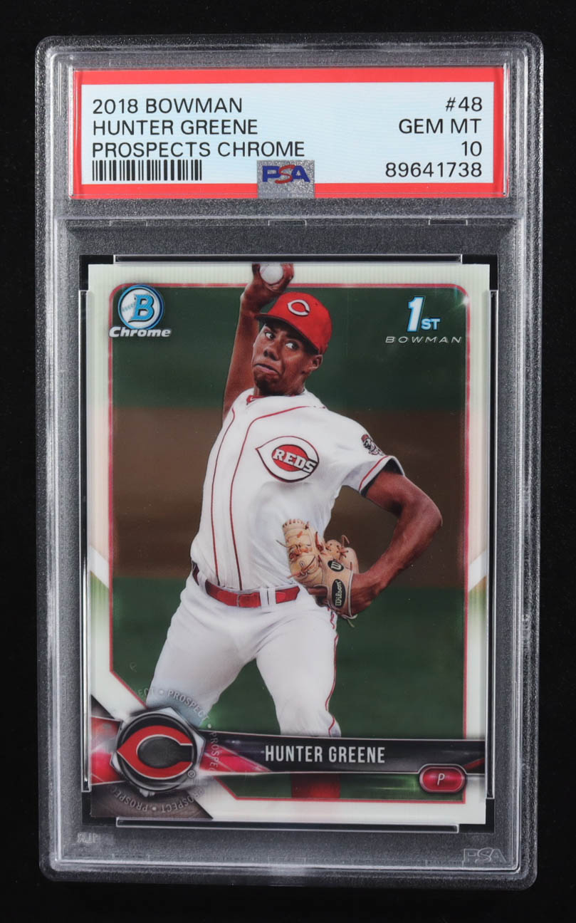 Hunter Greene 2018 Bowman Prospects Chrome #48 RC (PSA 10) at PristineAuction.com Hunter Greene 2018 Bowman Prospects Chrome #48 RC (PSA 10) at PristineAuction.com