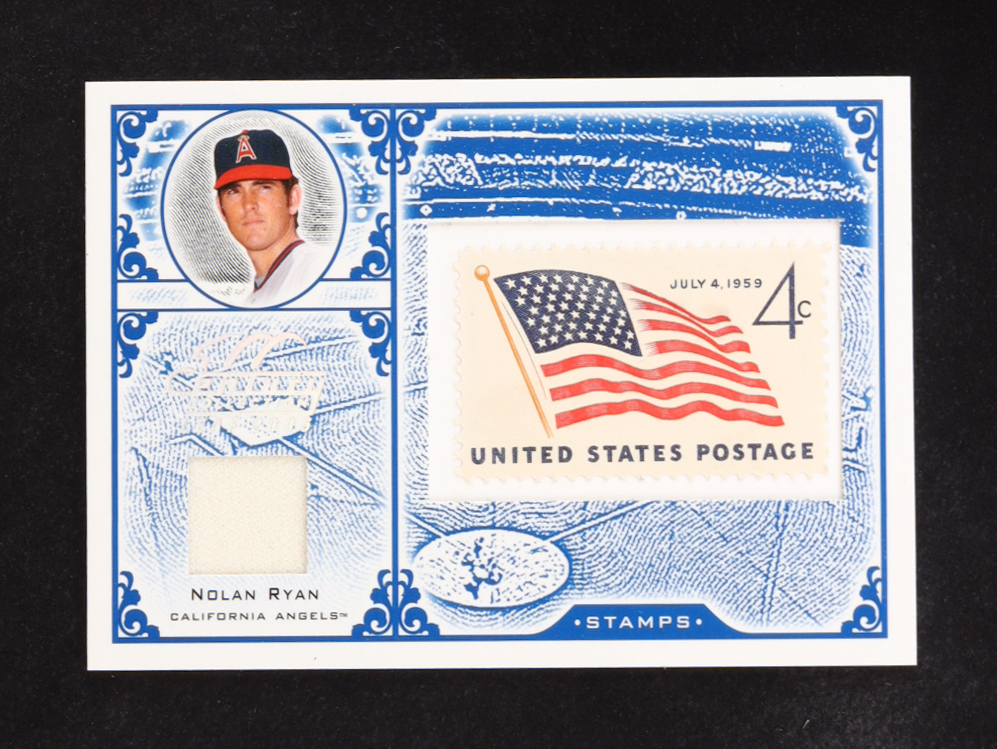 Nolan Ryan 2005 Leaf Century Stamps Material USA Flag Jersey #72 #55/100 at PristineAuction.com Nolan Ryan 2005 Leaf Century Stamps Material USA Flag Jersey #72 #55/100 at PristineAuction.com