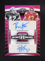 Troy Polamalu / Ronnie Lott 2024 Leaf Sports Heroes 2 Autographs Pink #H28 #2/6 at PristineAuction.com