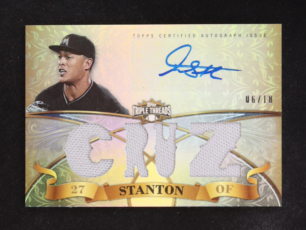 Giancarlo Stanton 2013 Topps Triple Threads Relic Autographs #GST3 #6/18 at PristineAuction.com Giancarlo Stanton 2013 Topps Triple Threads Relic Autographs #GST3 #6/18 at PristineAuction.com
