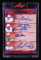 Barry Sanders / Emmitt Smith / Brett Favre / Dan Marino 2023 Leaf Quadography Signatures Purple #Q12 #1/5 at PristineAuction.com