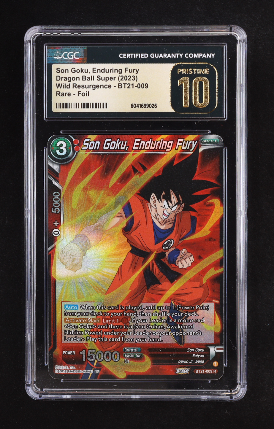 Son Goku 2023 Dragonball Super Enduring Fury Wild Resurgence #BT21009 (CGC Pristine 10) at PristineAuction.com Son Goku 2023 Dragonball Super Enduring Fury Wild Resurgence #BT21009 (CGC Pristine 10) at PristineAuction.com