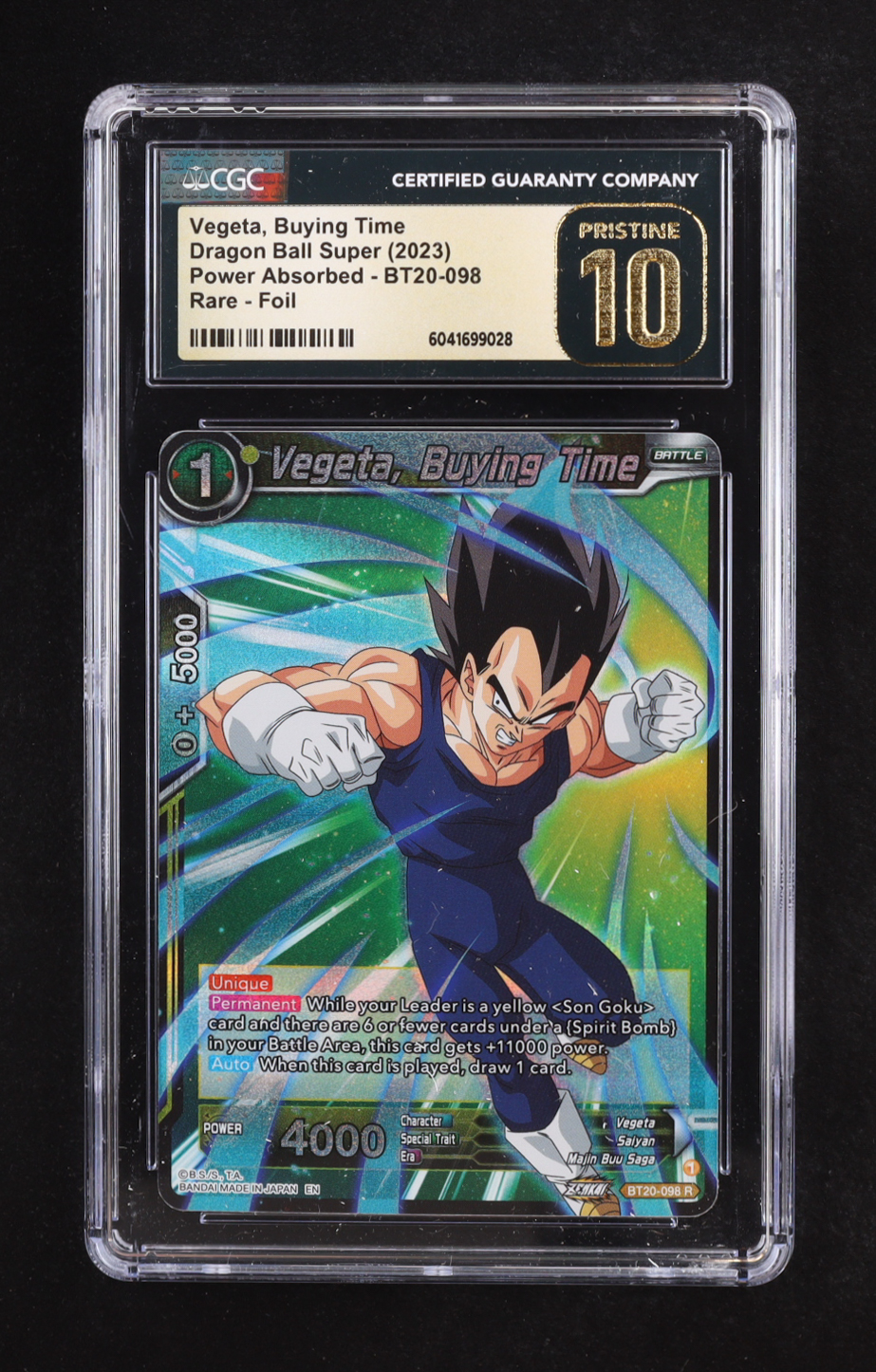 Vegeta 2023 Dragonball Super Buying Time Power Absorbed #BT20098 (CGC Pristine 10) at PristineAuction.com Vegeta 2023 Dragonball Super Buying Time Power Absorbed #BT20098 (CGC Pristine 10) at PristineAuction.com