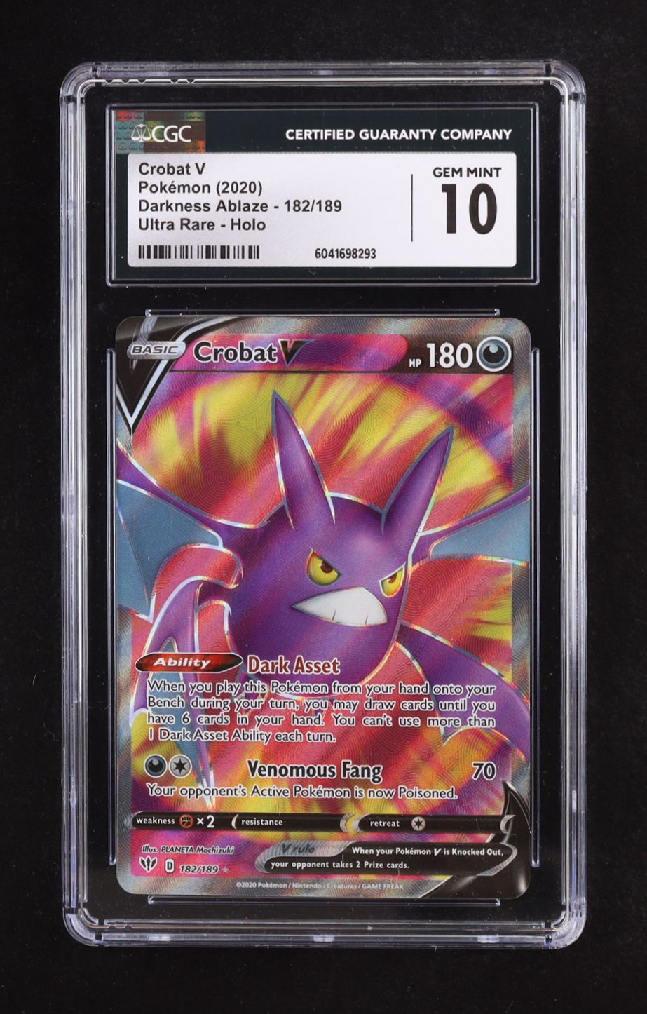 Crobat V 2020 Pokemon Sword and Shield Darkness Ablaze #182 (CGC 10) at PristineAuction.com Crobat V 2020 Pokemon Sword and Shield Darkness Ablaze #182 (CGC 10) at PristineAuction.com