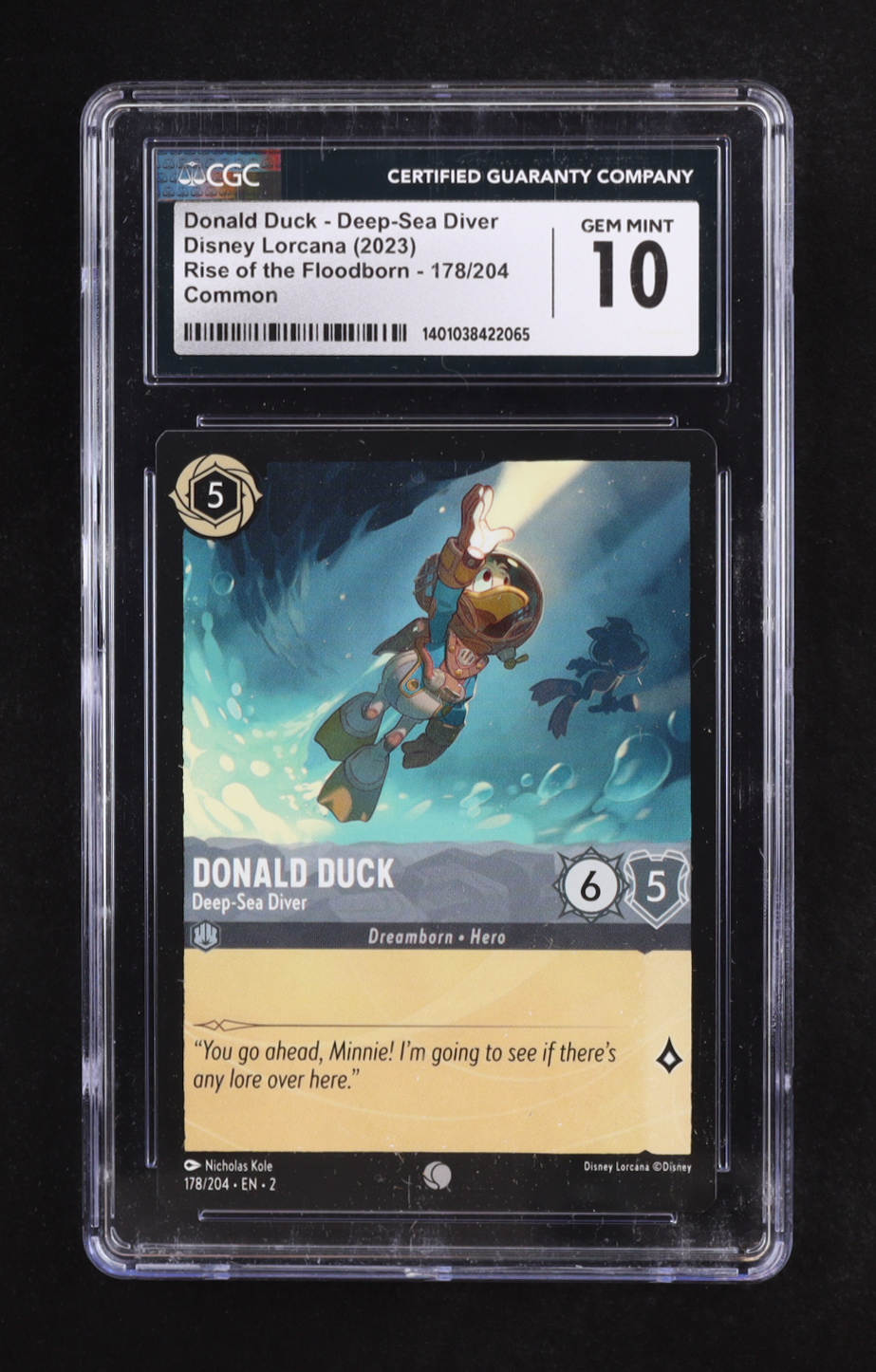 Donald Duck 2024 Disney Lorcana Deep-Sea Diver / Rise of the Floodborn #178 (CGC 10) at PristineAuction.com Donald Duck 2024 Disney Lorcana Deep-Sea Diver / Rise of the Floodborn #178 (CGC 10) at PristineAuction.com