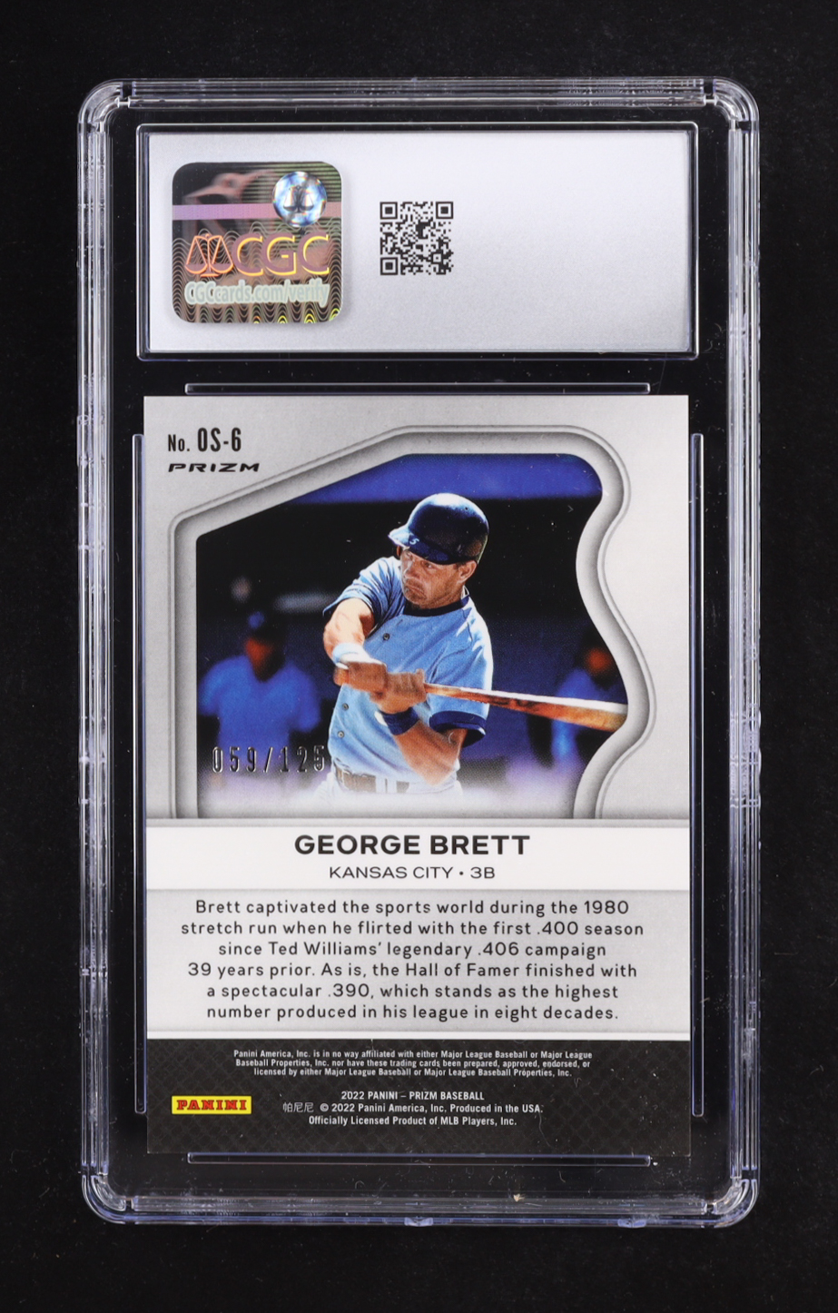 George Brett 2022 Panini Prizm Old School Lime Green #OS6 #59/125 (CGC 10) at PristineAuction.com George Brett 2022 Panini Prizm Old School Lime Green #OS6 #59/125 (CGC 10) at PristineAuction.com