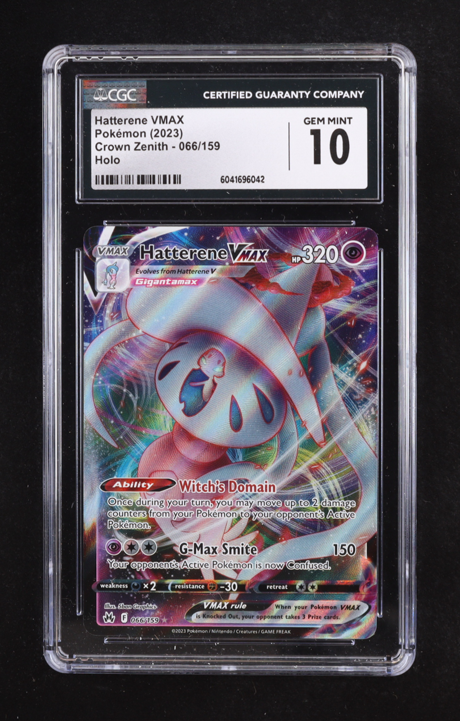Hatterene VMAX 2023 Pokemon Crown Zenith #66 (CGC 10) at PristineAuction.com Hatterene VMAX 2023 Pokemon Crown Zenith #66 (CGC 10) at PristineAuction.com